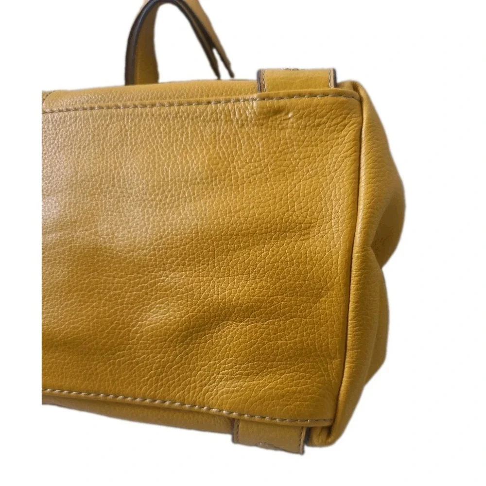 NWOT Tignanello Perfect 10 Mustard Yellow Pebbled Leather Retro Shoulder Bag